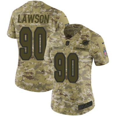 Nike Miami Dolphins #90 Shaq Lawson Camo Women's Stitched NFL Limited 2018 Salute To Service Jersey